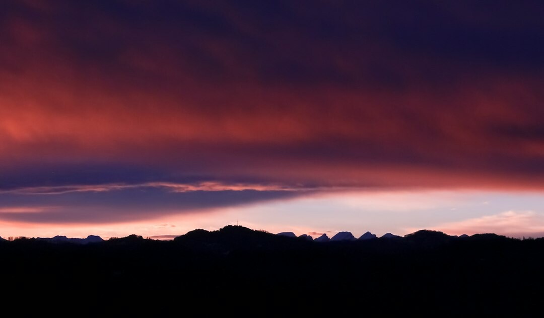 swiss mountains at dusk